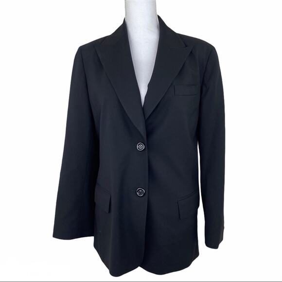 Lafayette 148 2 Button Wool Blazer Black Size 12 - Picture 1 of 8